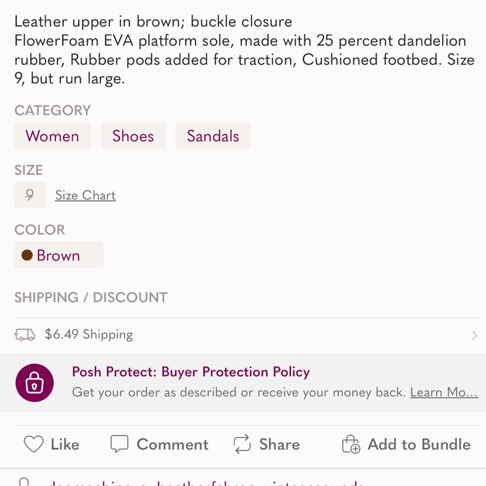 NEW Cole Haan size 9 OG platform sandal in dark brown. New with box. - Picture 4 of 4